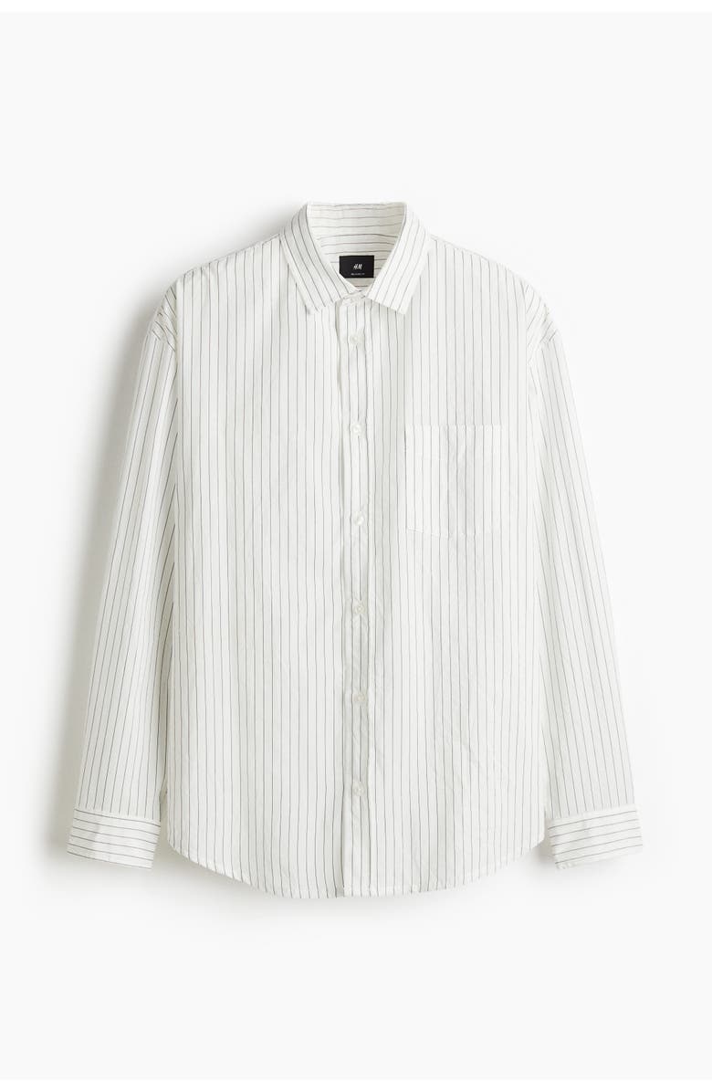 H&M Relaxed Fit Shirt, Main, color, White/Pinstriped
