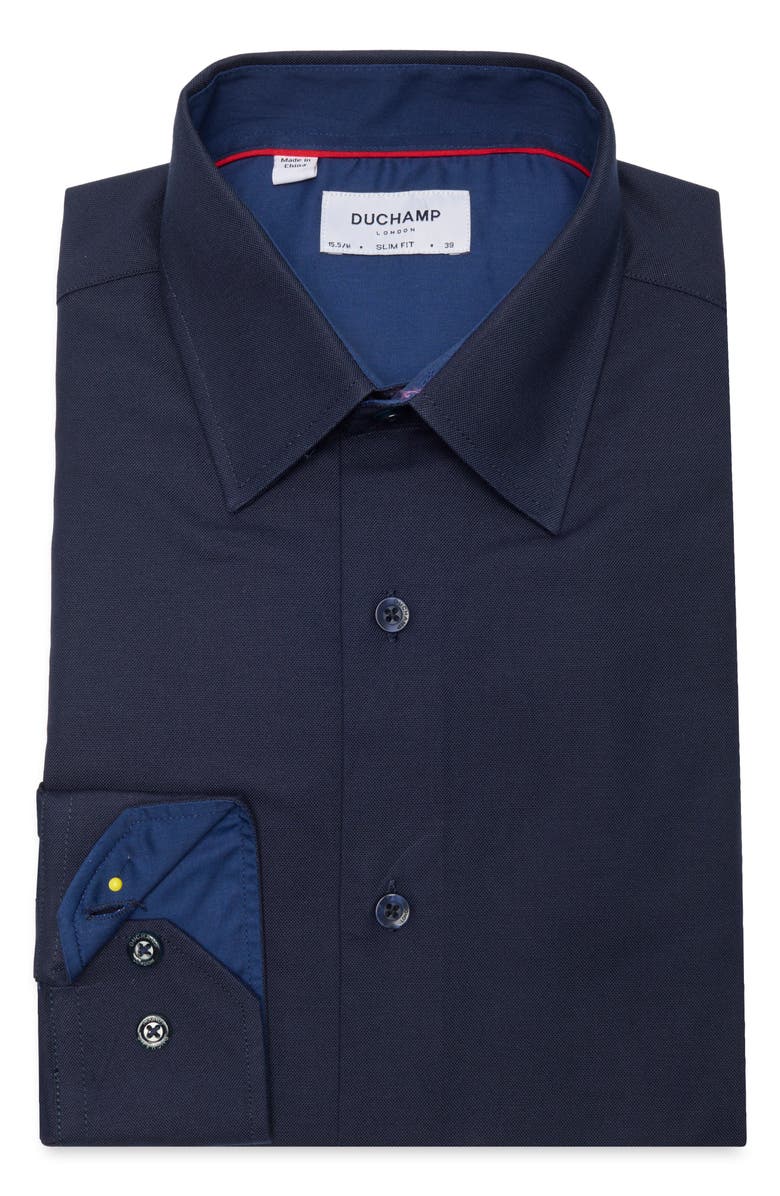 Duchamp Solid Slim Fit Dress Shirt, Alternate, color, Navy