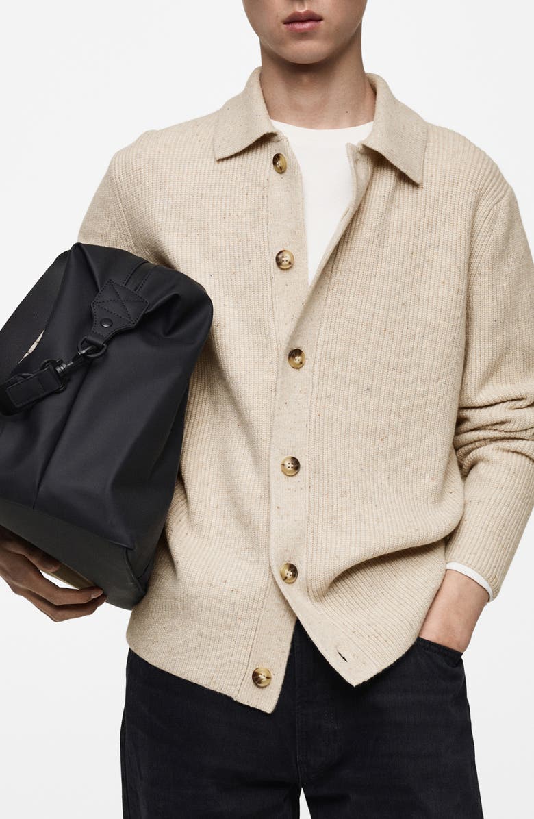 MANGO Button-Up Rib Cardigan, Main, color, 