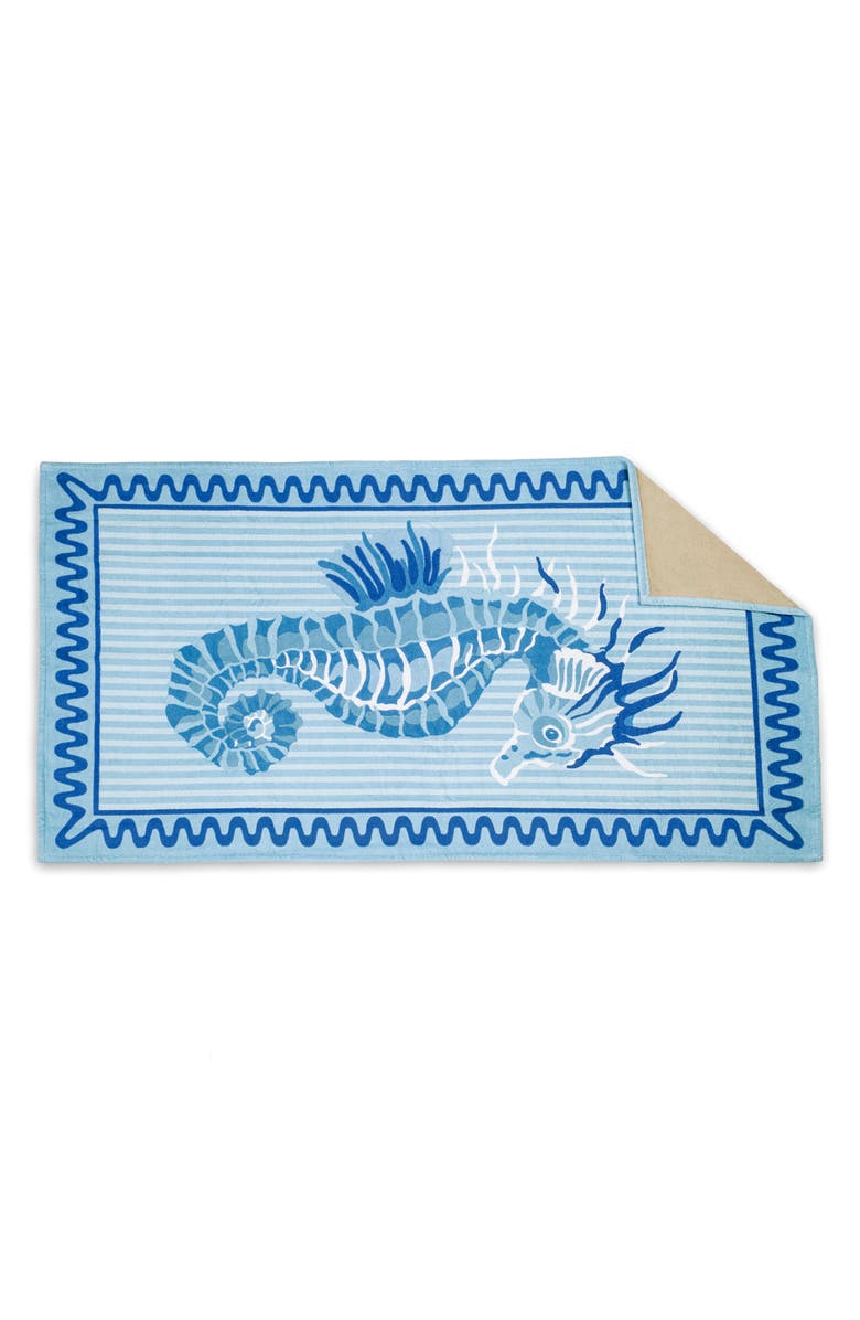 Matouk Seahorse Beach Towel, Main, color, Bermuda Blue