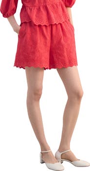 MANGO Floral Embrodiered Cotton Shorts