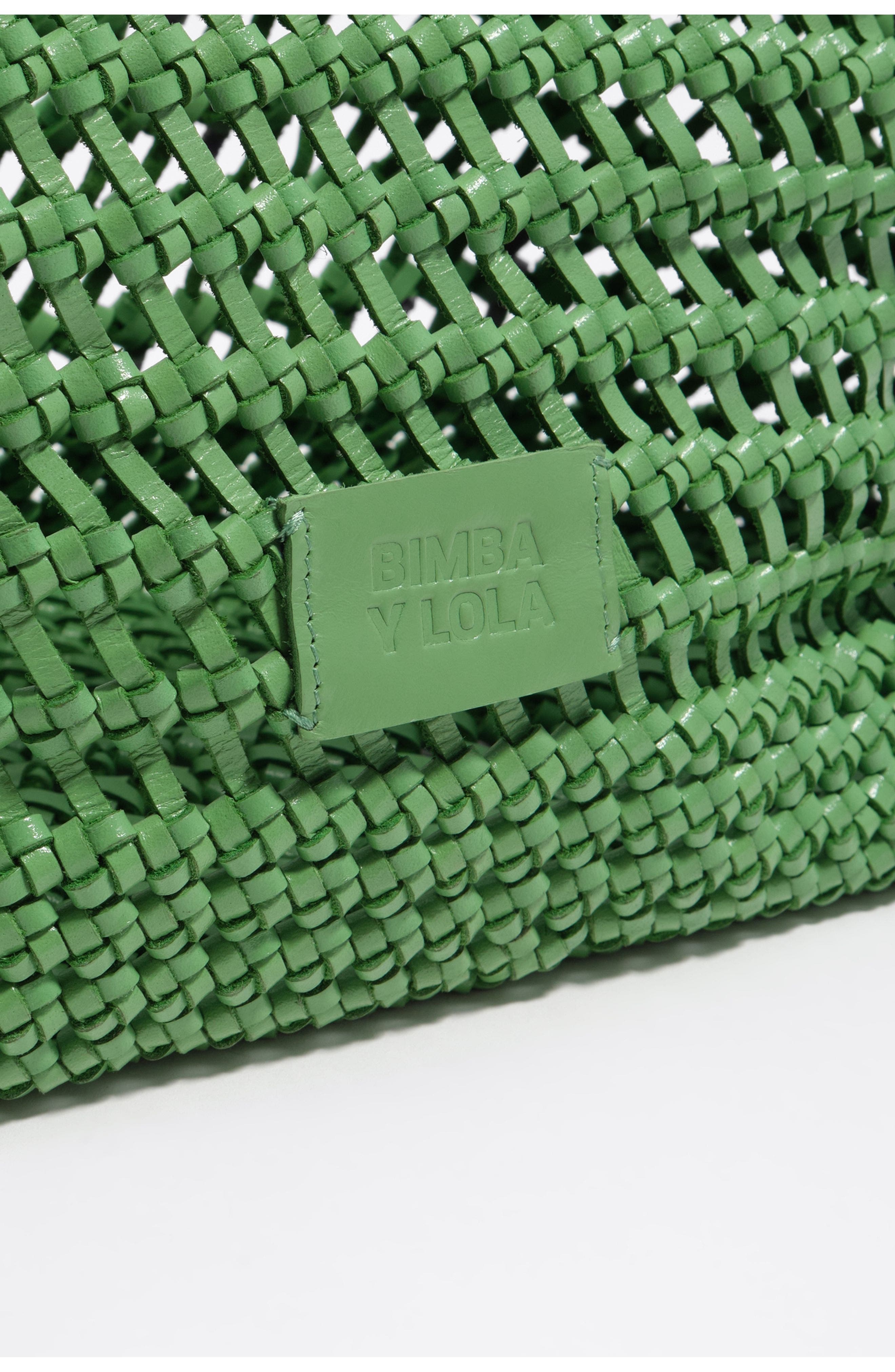 Plaited Leather Shopper Bag, Alternate, color, EMERALD