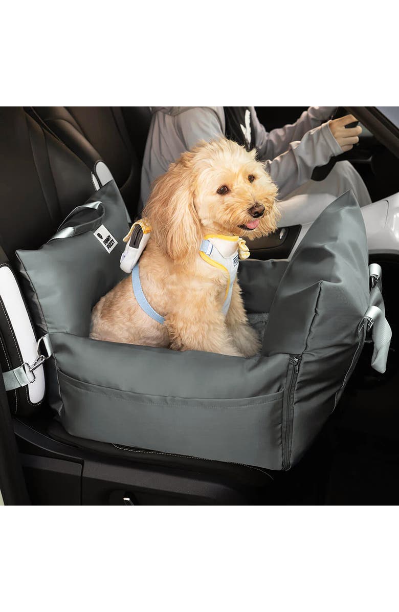 FunnyFuzzy First Class Waterproof Dog Car Seat Bed, Alternate, color, Charcoal Grey
