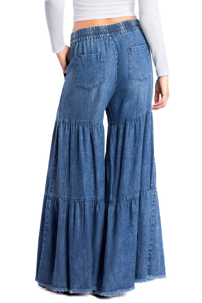 Fancy Cotton Blend Tiered Pants, Alternate, color, URBAN DENIM
