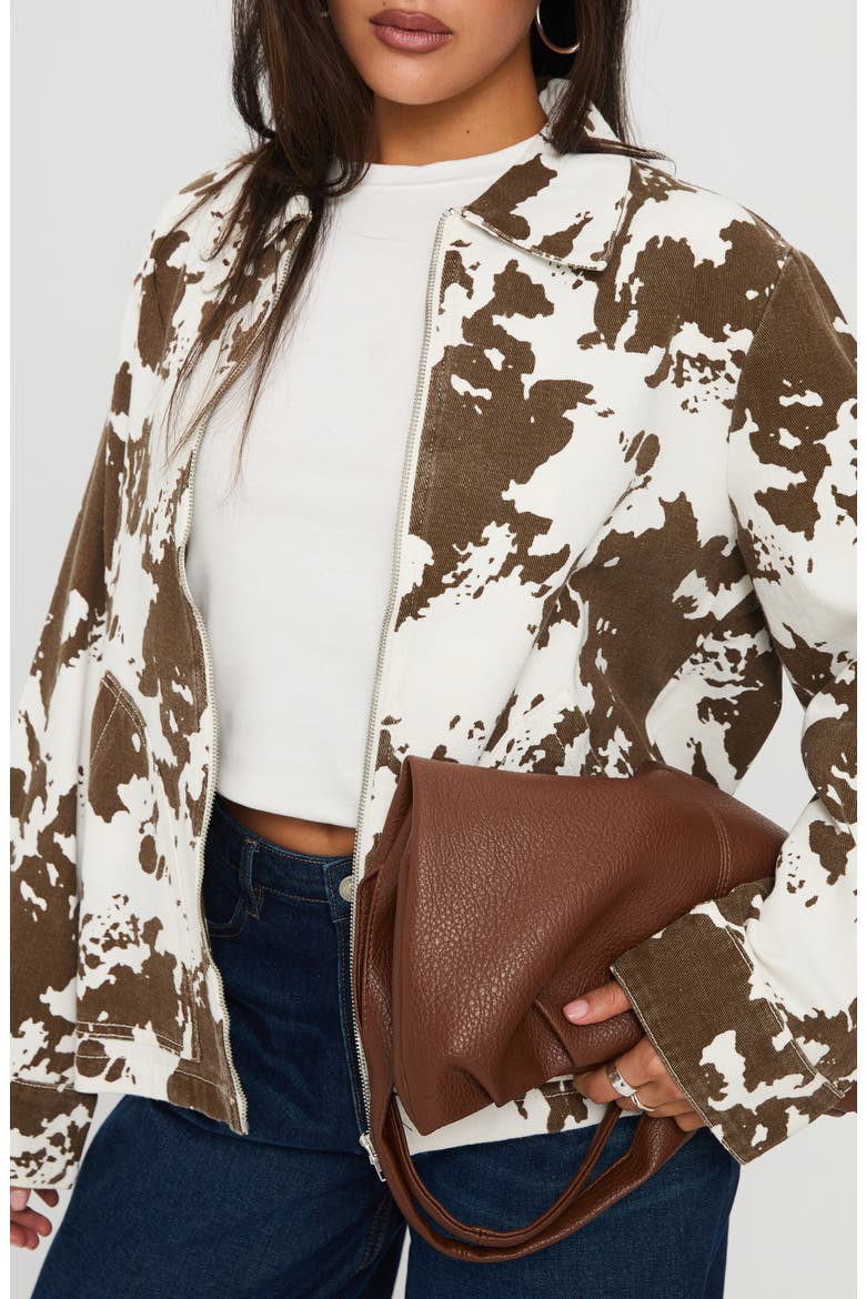 Another Life Zip Through Cow Print Jacket, Alternate, color, ANIMAL