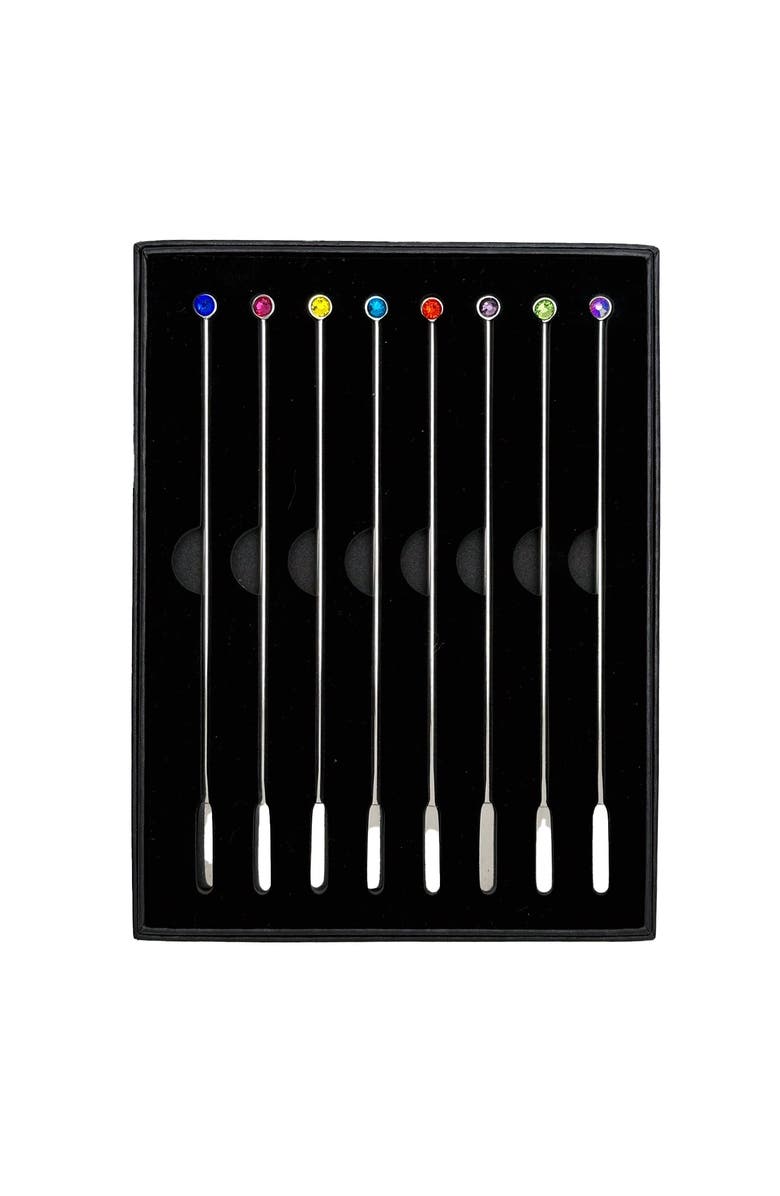 Prince of Scots Bright Gem Crystal Cocktail Stir Sticks, Main, color, Silver