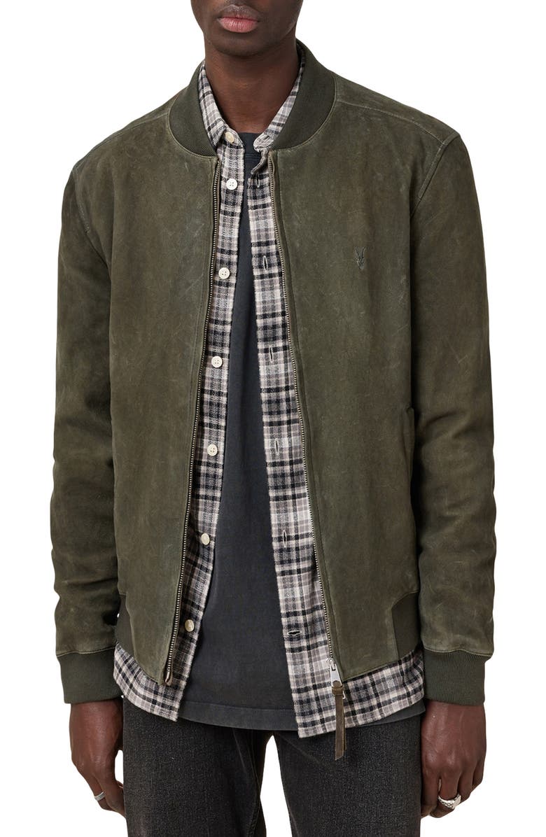 AllSaints Buckley Leather Bomber Jacket, Main, color, 