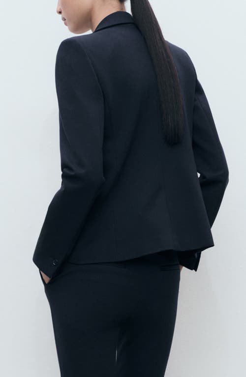 Mango Fitted Suit Jacket Dark Navy In Blue