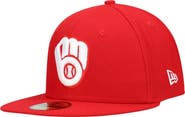New Era Men's New Era Red Milwaukee Brewers White Logo 59FIFTY Fitted Hat