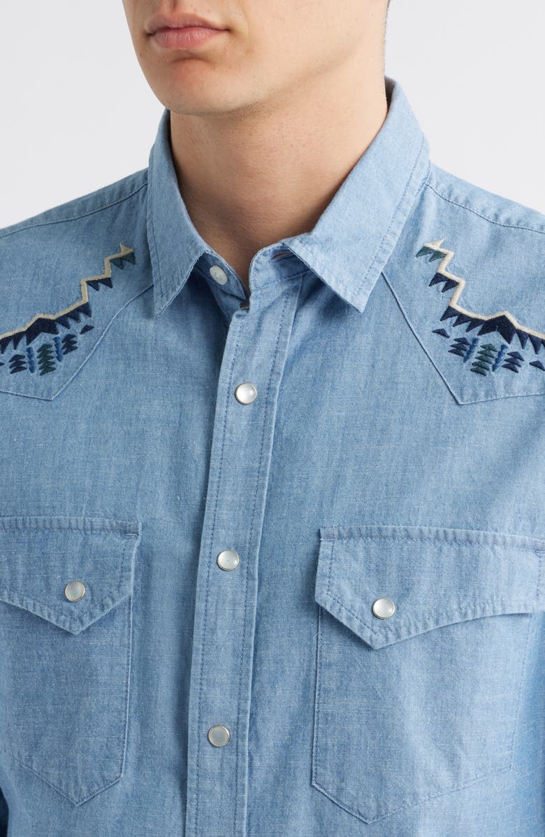 Pendleton Gambler Embroidered Snap-Up Chambray Shirt, Alternate, color, 