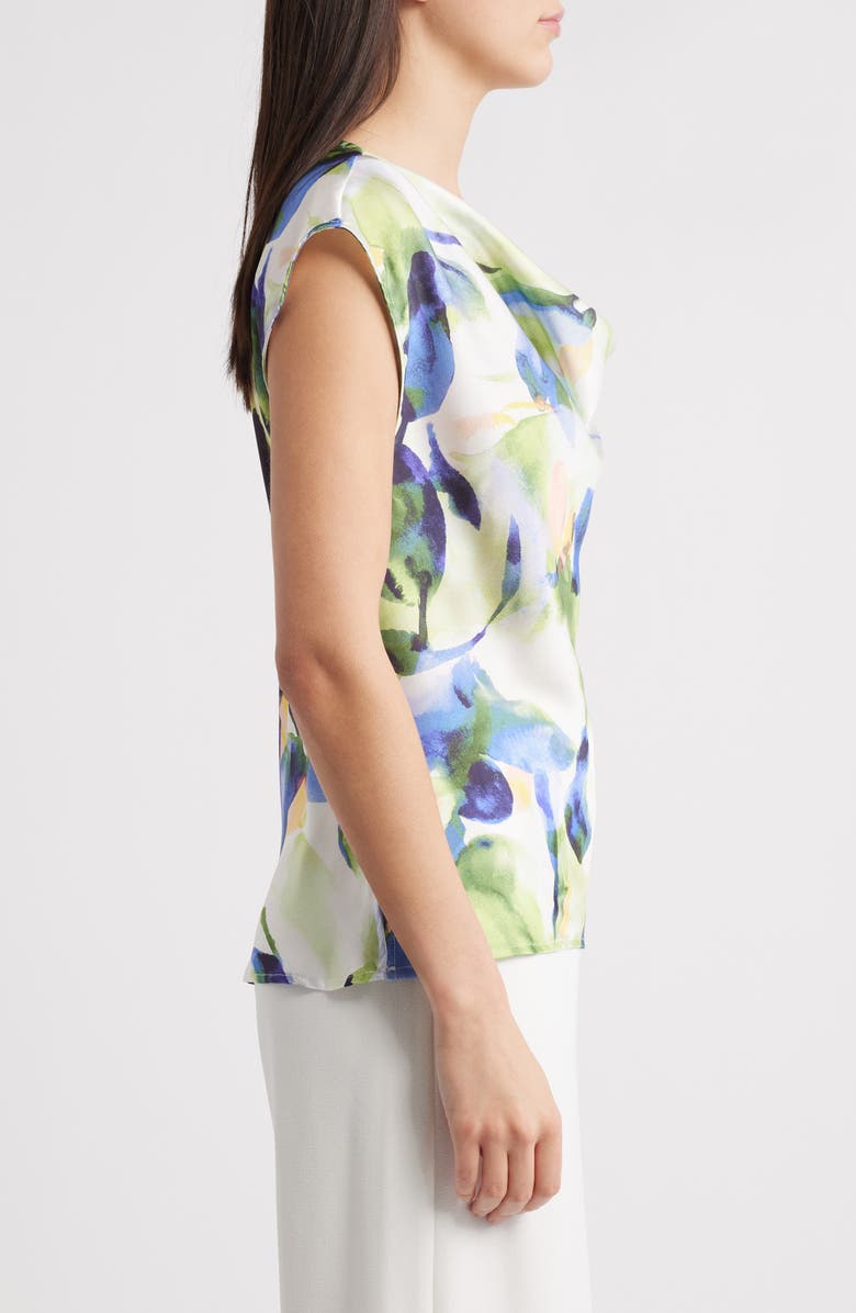 Tahari ASL Watercolor Cowl Neck Satin Top, Alternate, color, 