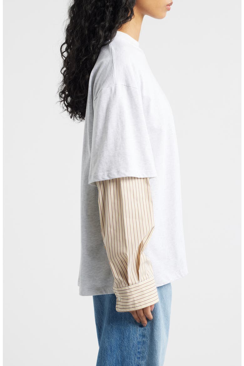 Bottega Oversize Cotton T-Shirt, Alternate, color, WHITE/ HONEY