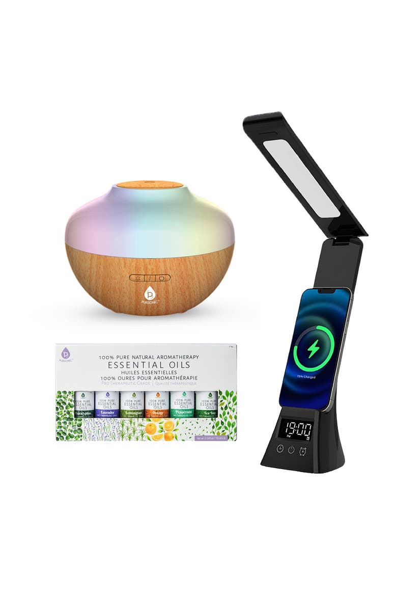 Diffuser, 6 Oils & 3-in-1 LED Desk Lamp, Main, color, Multicolor