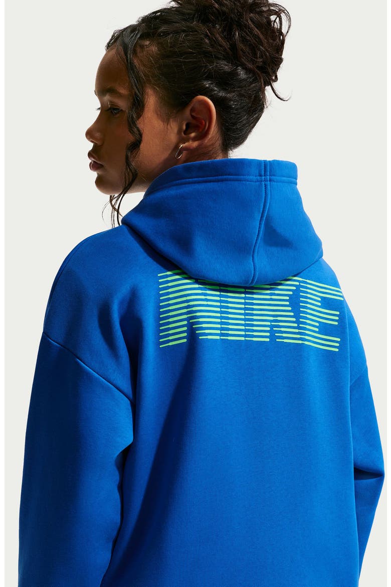 Kids' Nike Dri-FIT Graphic Hoodie, Alternate, color, GAME ROYAL/ ILLUSION GREEN