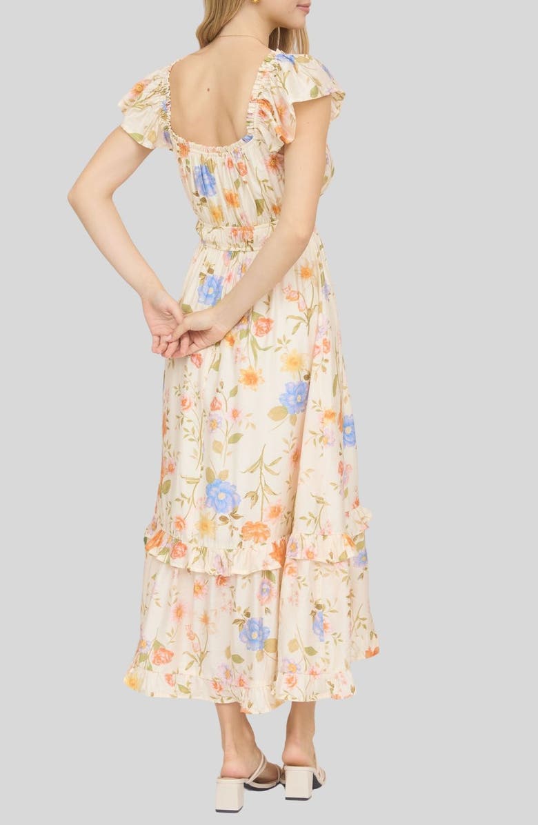 Blu Pepper Tiered Floral Midi Dress, Alternate, color, 