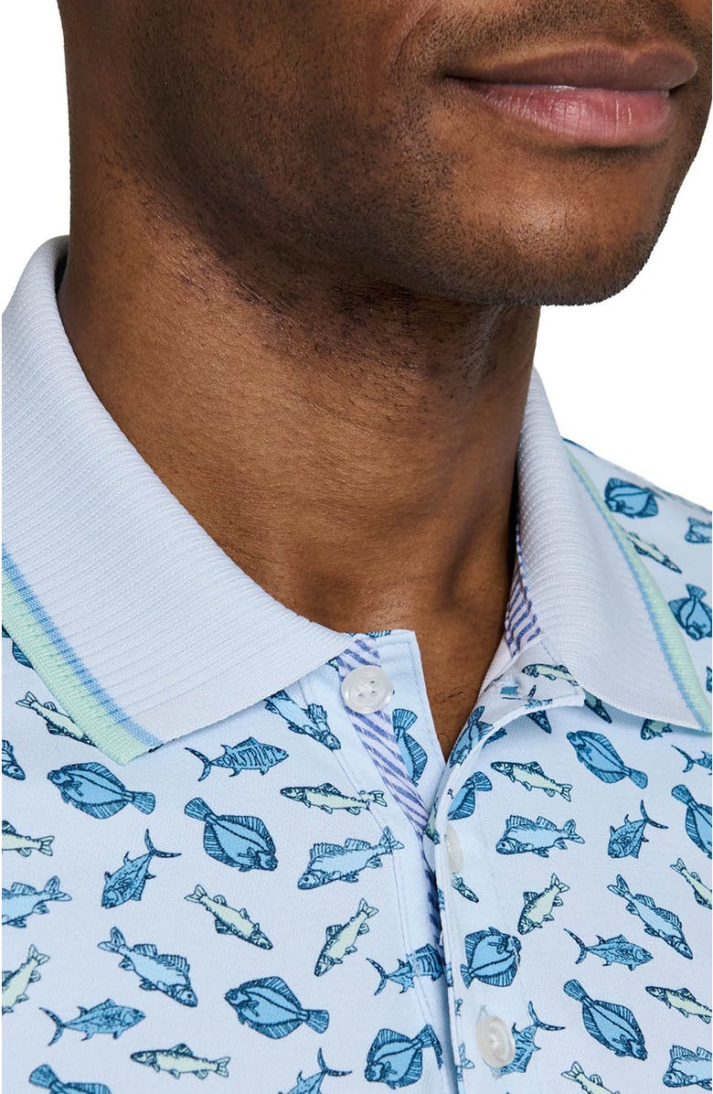 CONSTRUCT Slim Fit Gone Fishing Polo Short Sleeve Shirt, Alternate, color, Navy/Green