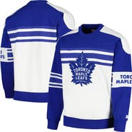 STARTER Men's Starter White Toronto Maple Leafs Defense Fleece Crewneck Pullover Sweatshirt