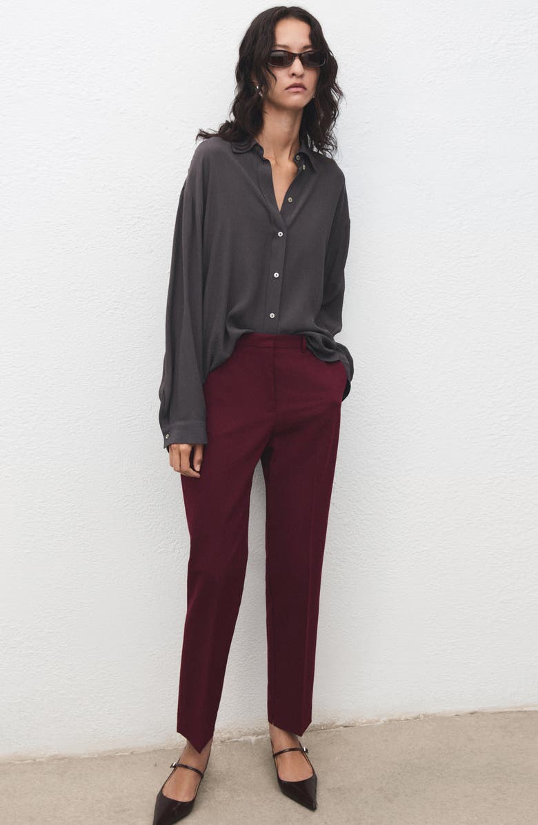 MANGO Straight Suit Pants, Alternate, color, Wine