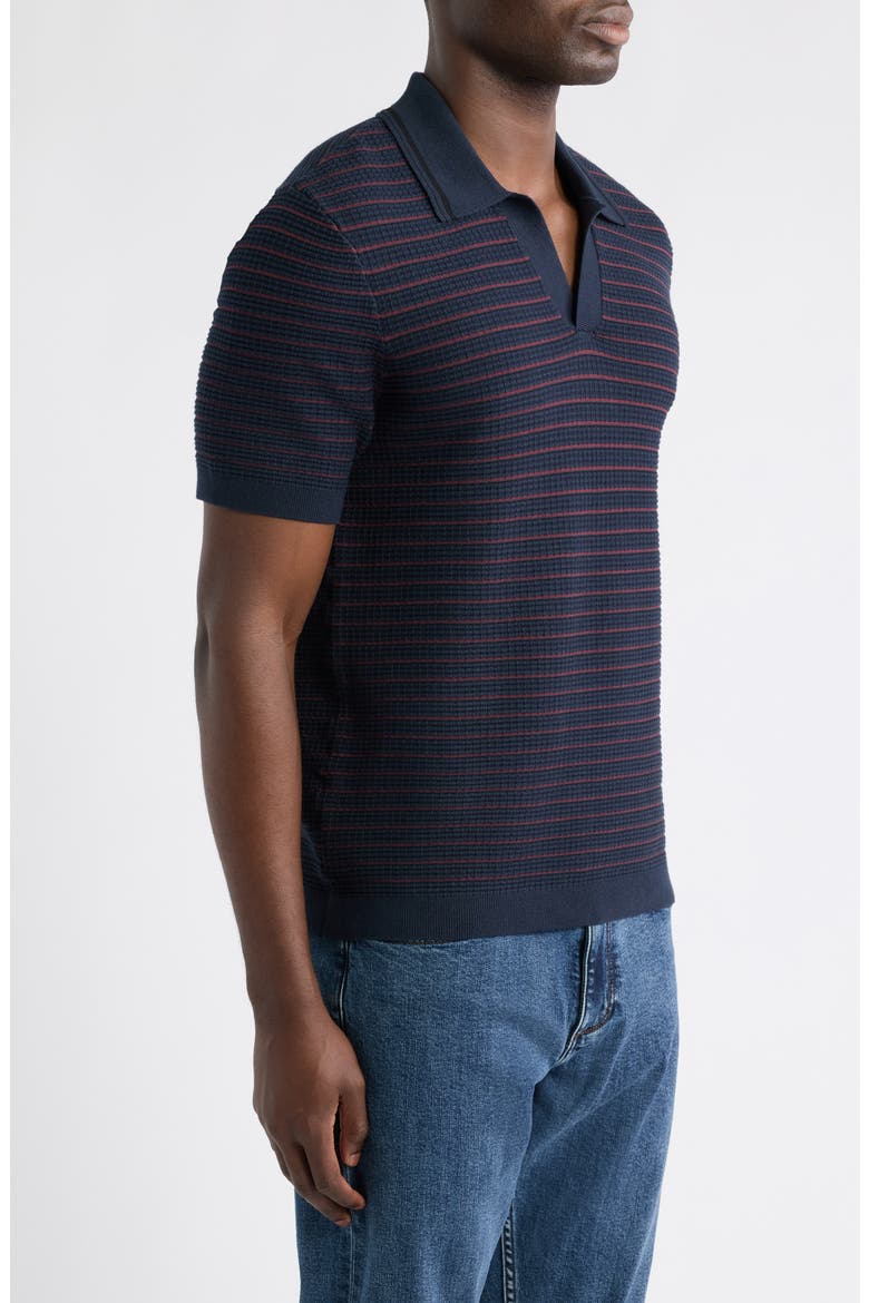 Aaron Stripe Johnny Collar Polo, Alternate, color, NAVY