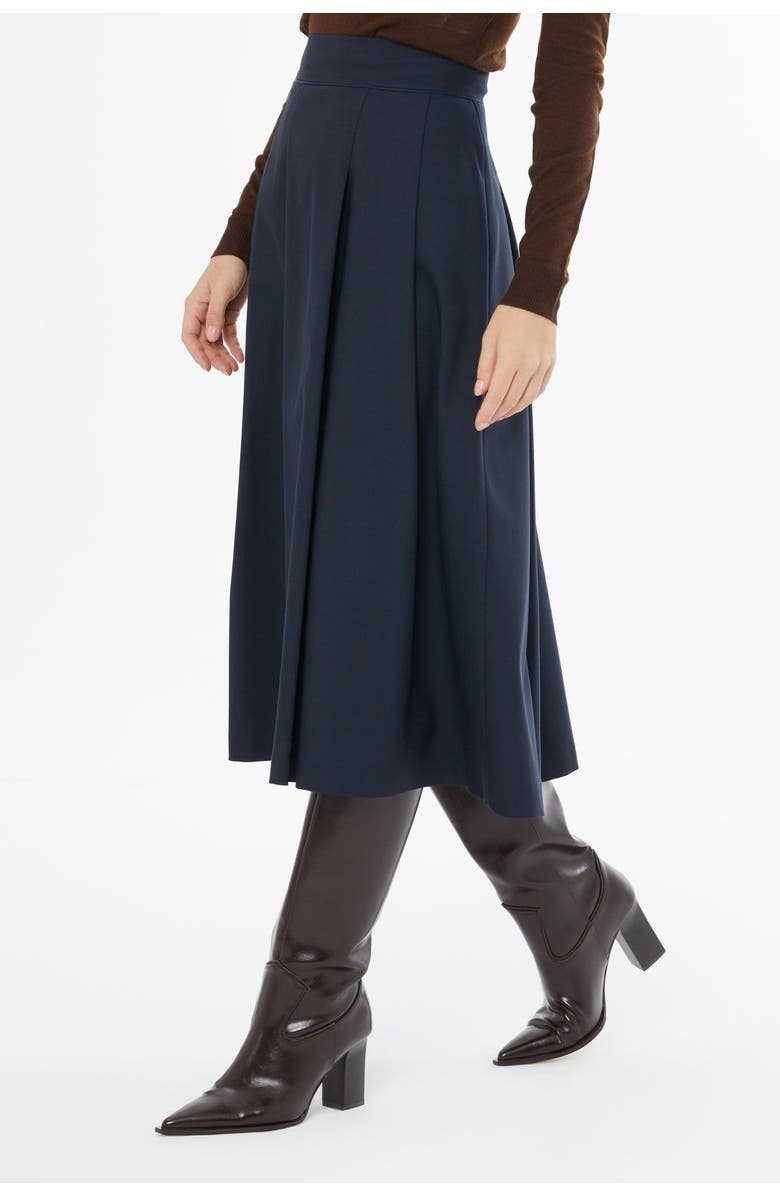 Gizia Pleated Skirt with Back Concealed Zip Closure, Alternate, color, Navy