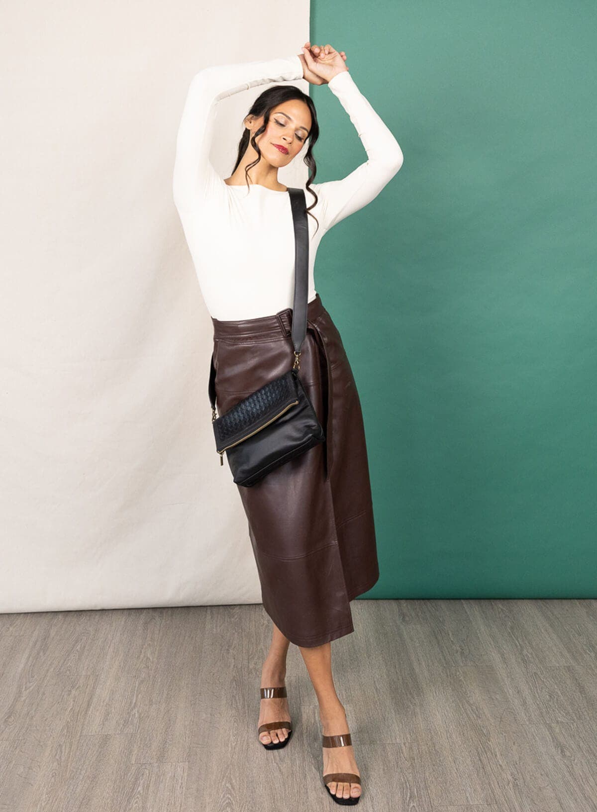 Deux Mains Fold Over Bag, Alternate, color, Black