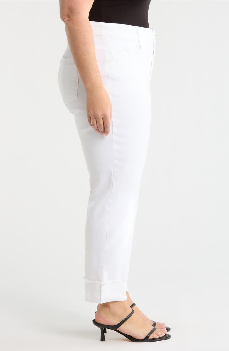 Wit & Wisdom Frayed Cuffed High Waist Boyfriend Jeans, Alternate, color, Optic White