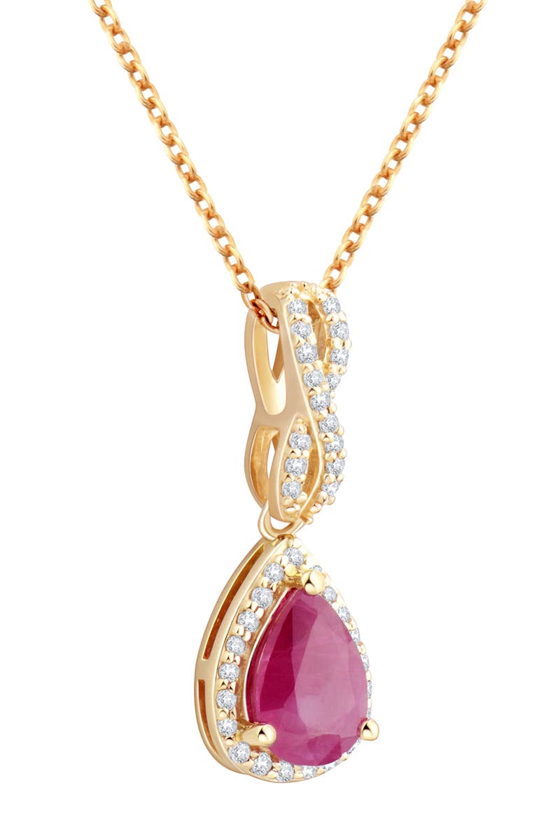 Frankie & Zoe 10K Yellow Gold Ruby & Diamond Pendant Necklace, Alternate, color, Yellow Gold