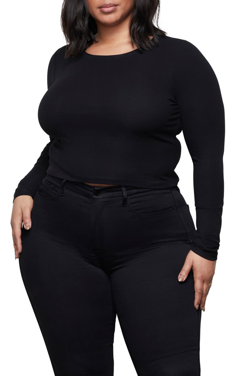 Good American Crop Crewneck Top, Alternate, color,