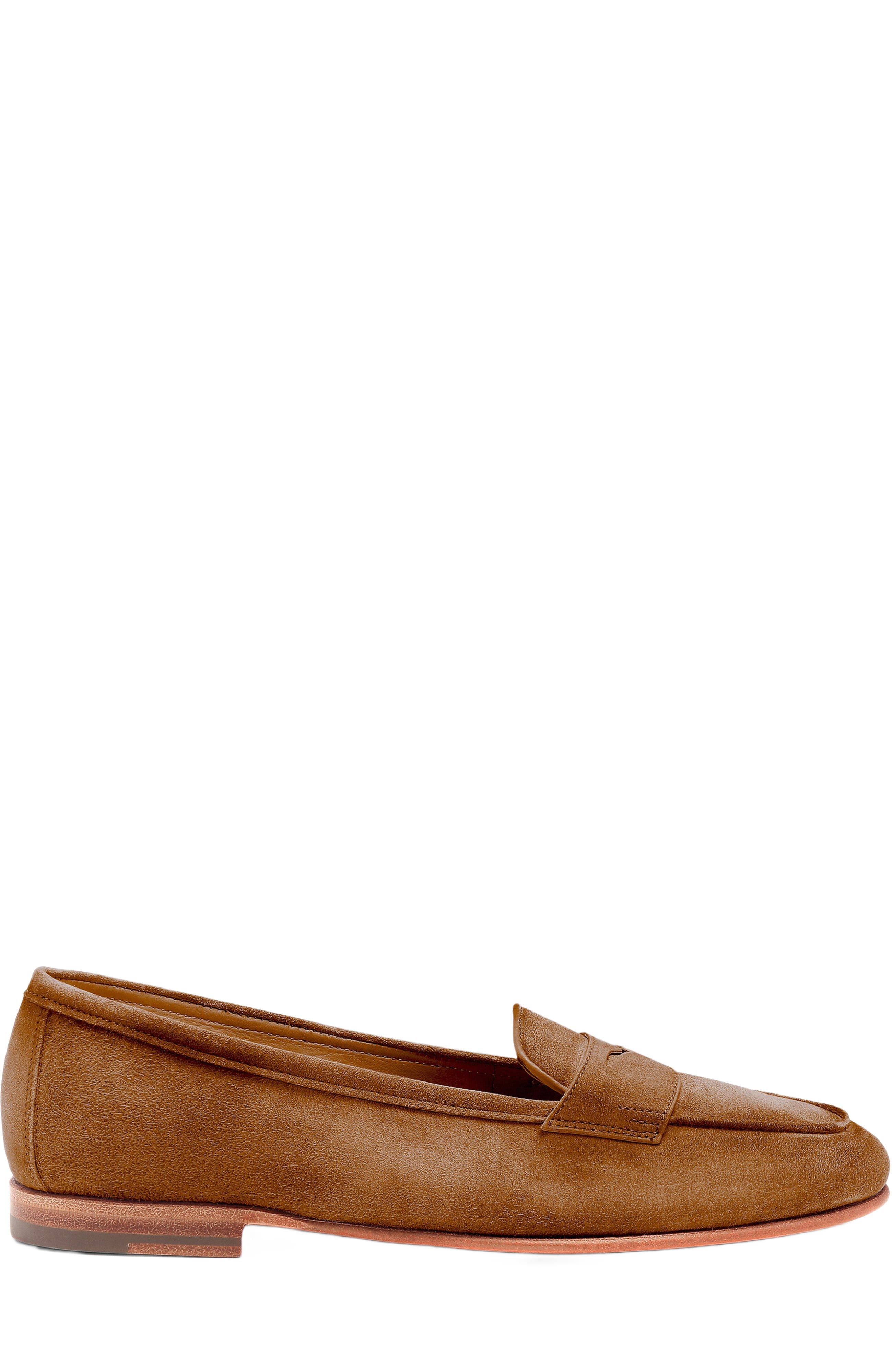 Santoni Women's suede Carla loafer, Main, color, Light Brown