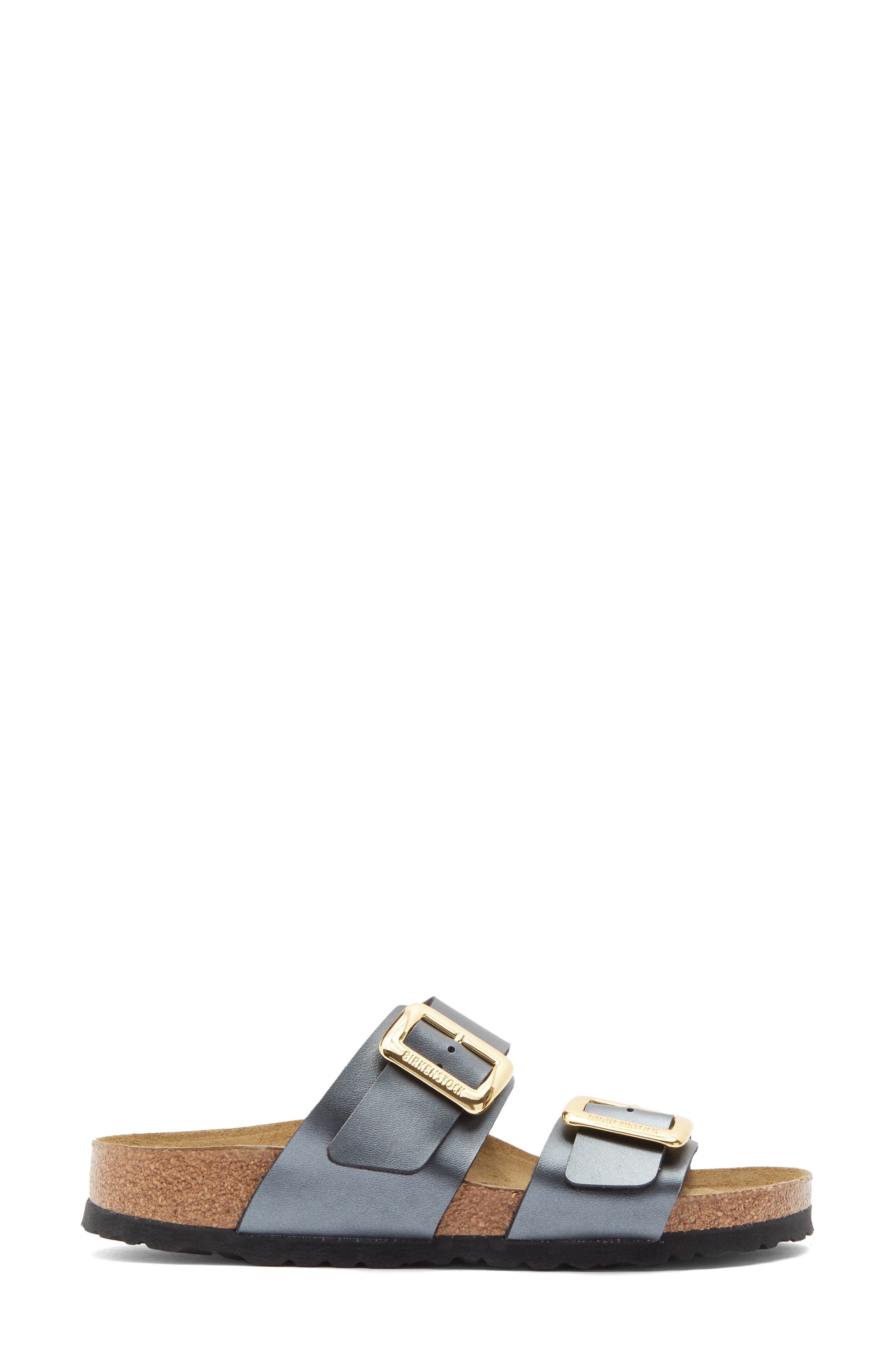 Sydney Luxe Buckle Slide Sandal, Alternate, color, BLACK METALLIC