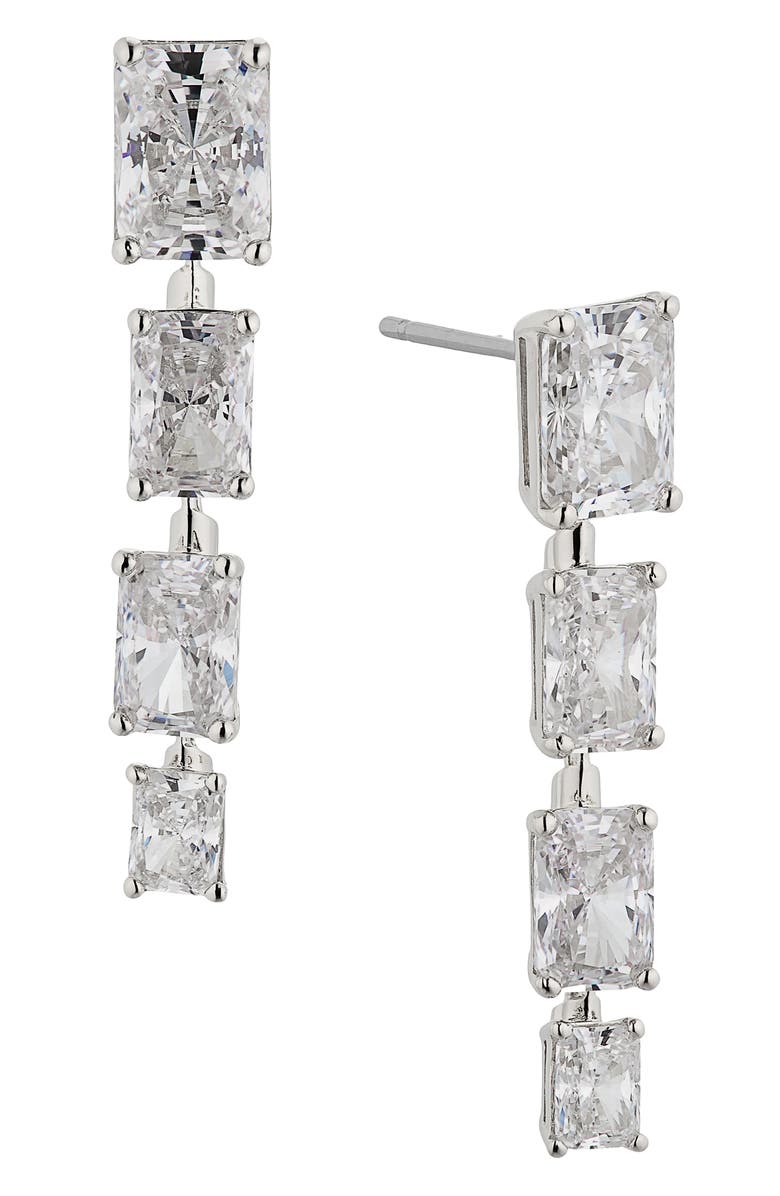 Nadri Isle Linear Cubic Zirconia Drop Earrings, Main, color, 