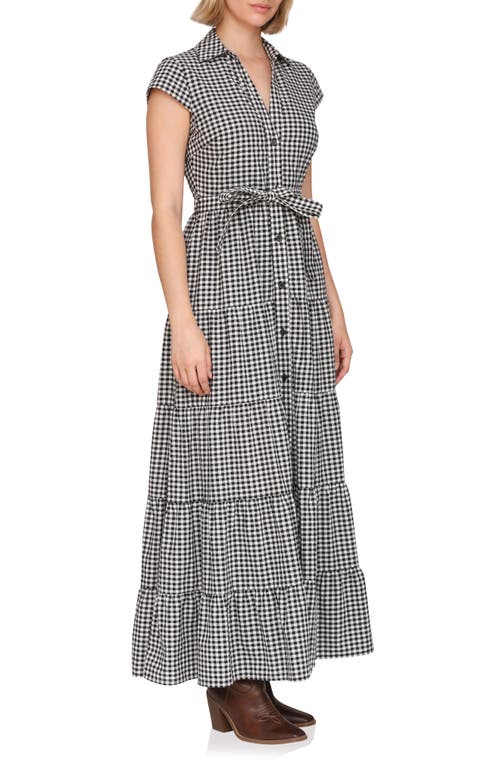 Avec Les Filles Gingham Maxi Shirtdress In Gray