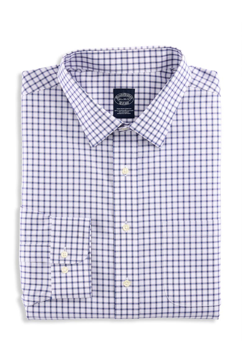 Non-Iron Check Dress Shirt, Main, color, NAVY