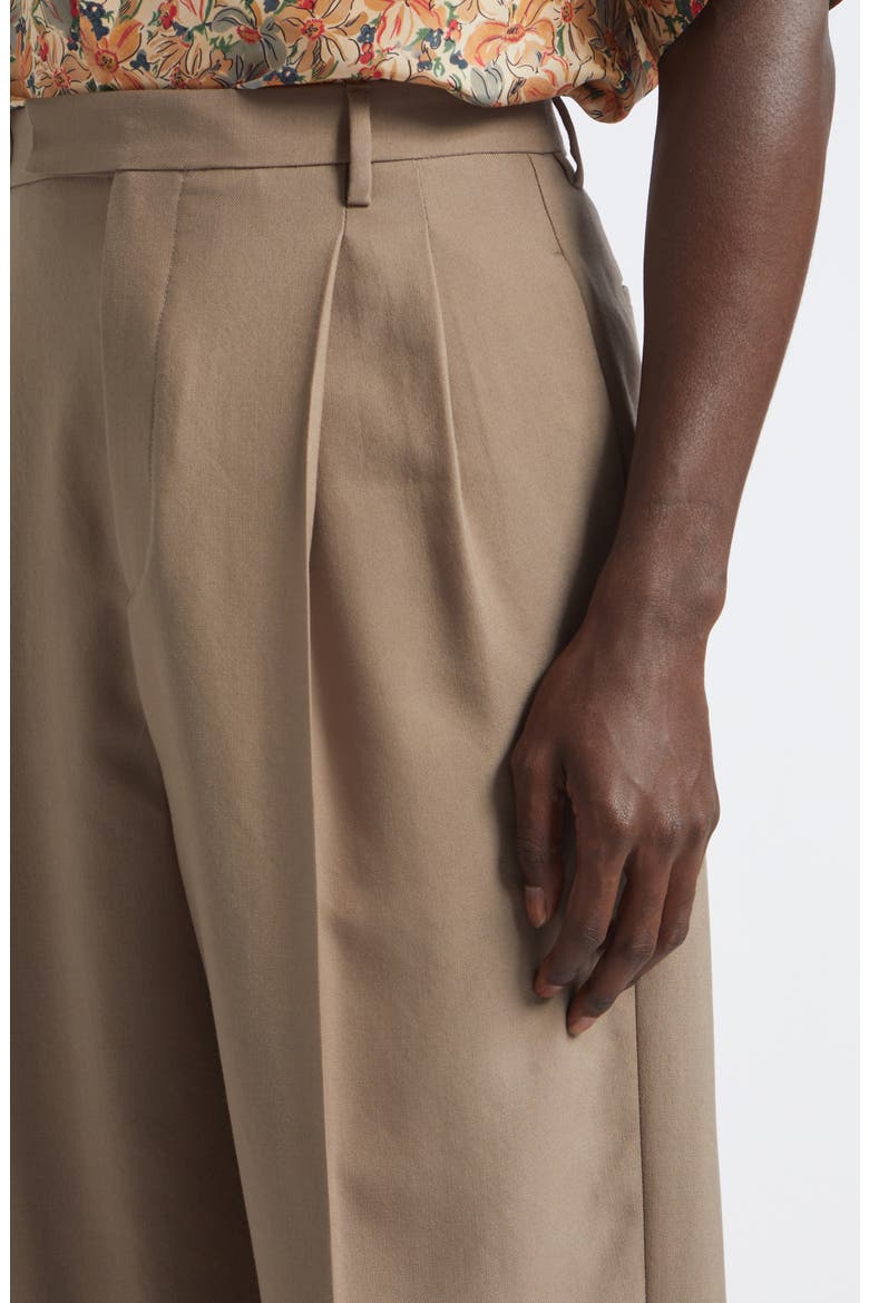 Pleated Virgin Wool Trousers, Alternate, color, LIGHT BROWN
