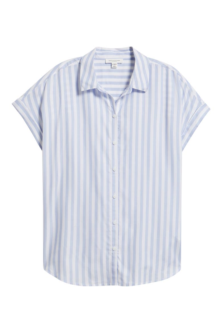 Kenzie Stripe Short Sleeve Button-Up Shirt, Alternate, color, MOOD RING
