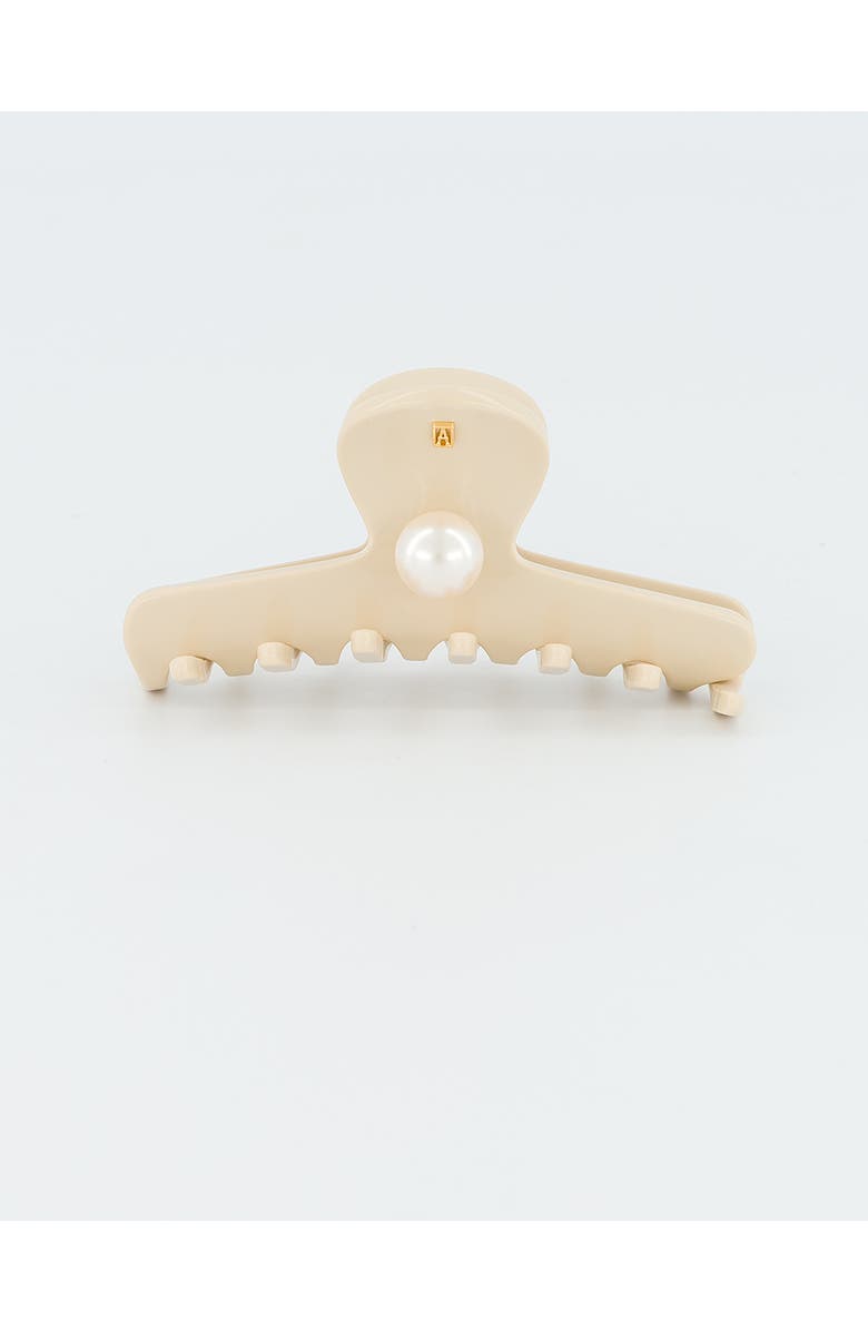 Alexandre de Paris Blanche Acetate and Pearl Hair Claw Clip, Main, color, Beige