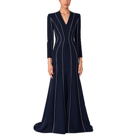 Jenny Packham Victoire Rhinestone-embellished Maxi Gown In Black