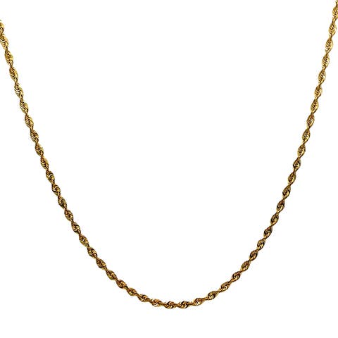 14K Yellow Gold Rope Chain Necklace 3.00 MM 22 Inch