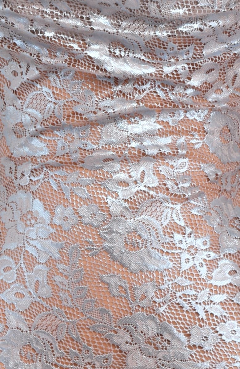 HOUSE OF CB Azzurra Metallic Lace Body-Con Gown, Alternate, color, Blue