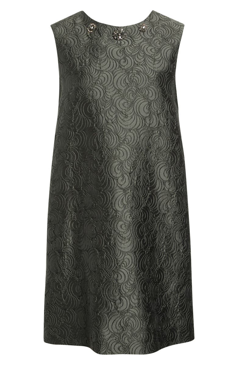 Max Mara Sleeveless Jacquard Shift Dress, Alternate, color, Dark Green