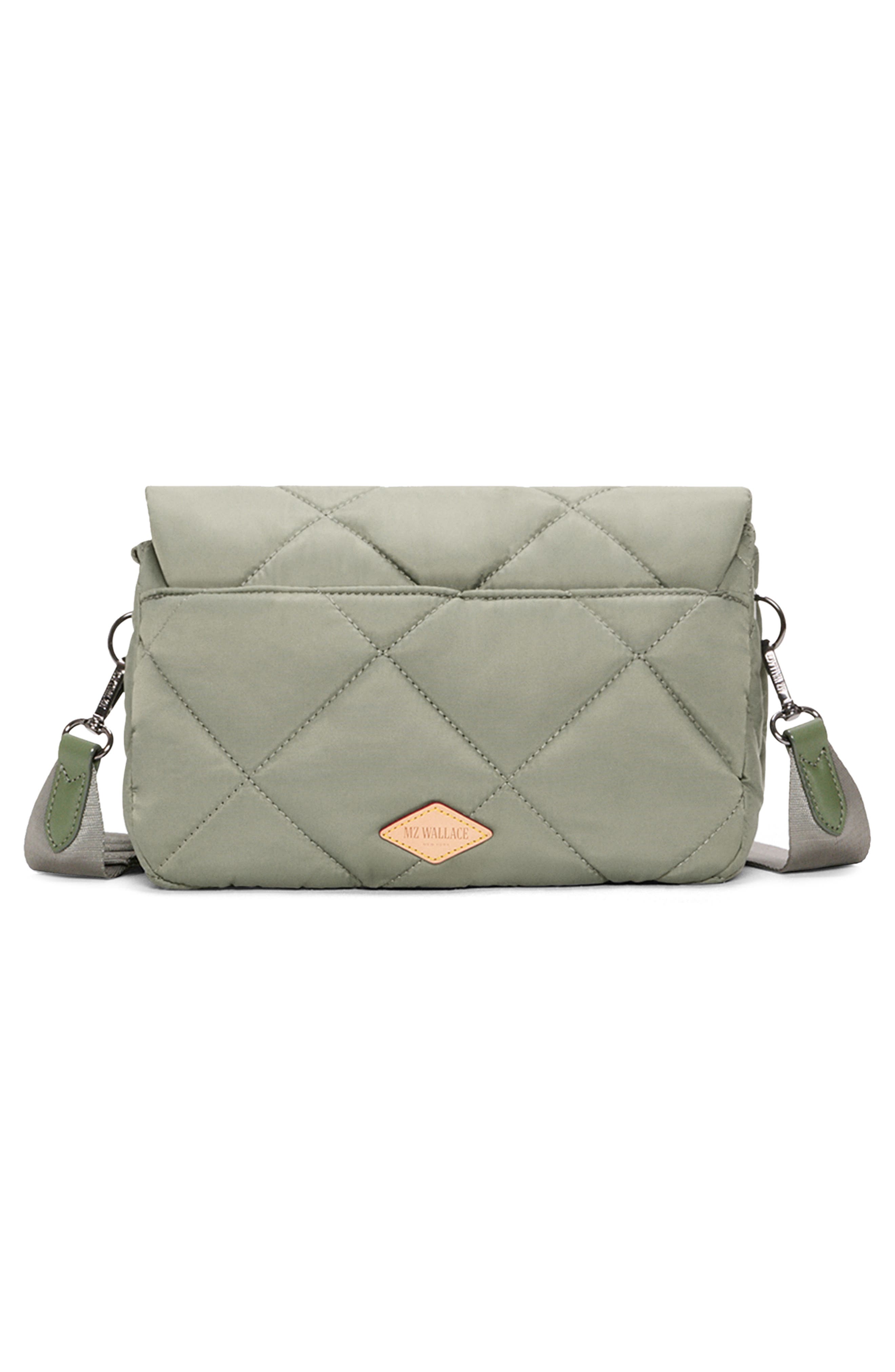 MZ Wallace Madison Quilted Nylon Flap Crossbody Bag, Alternate, color, Agave Green