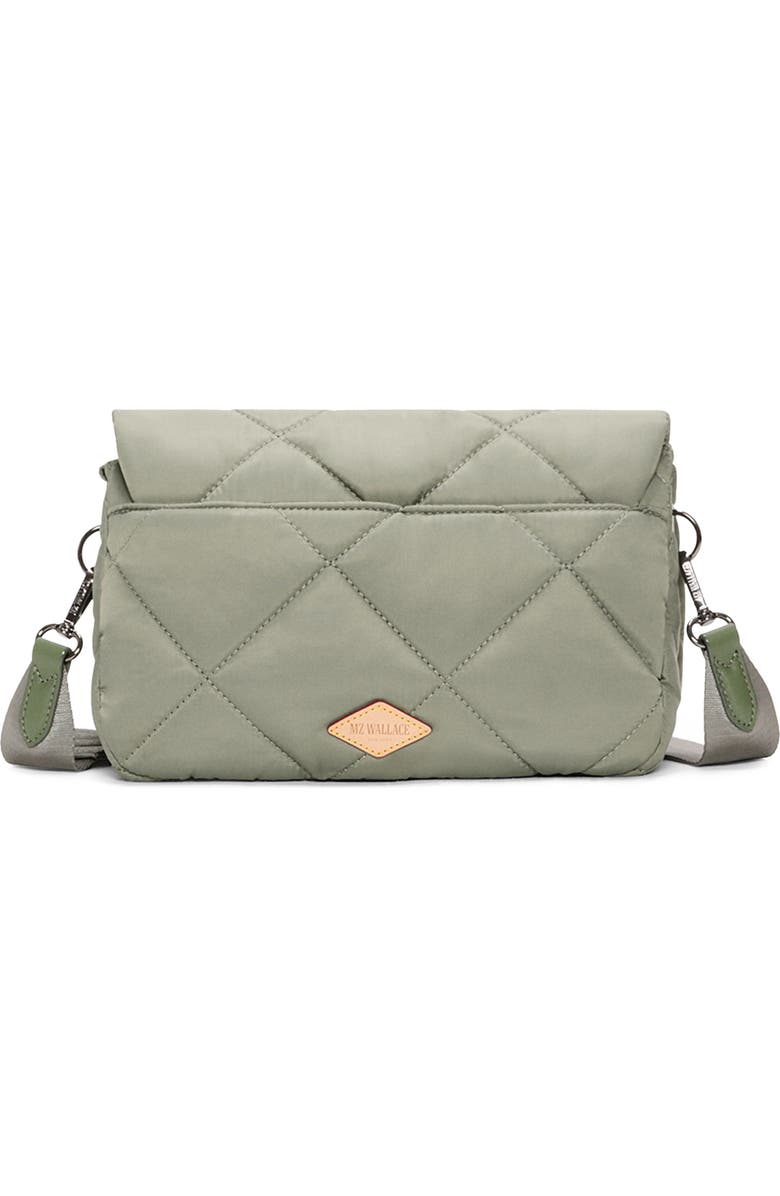 MZ Wallace Madison Quilted Nylon Flap Crossbody Bag, Alternate, color, Agave Green