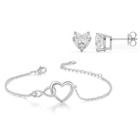 Heart Bracelet And Earrings Set