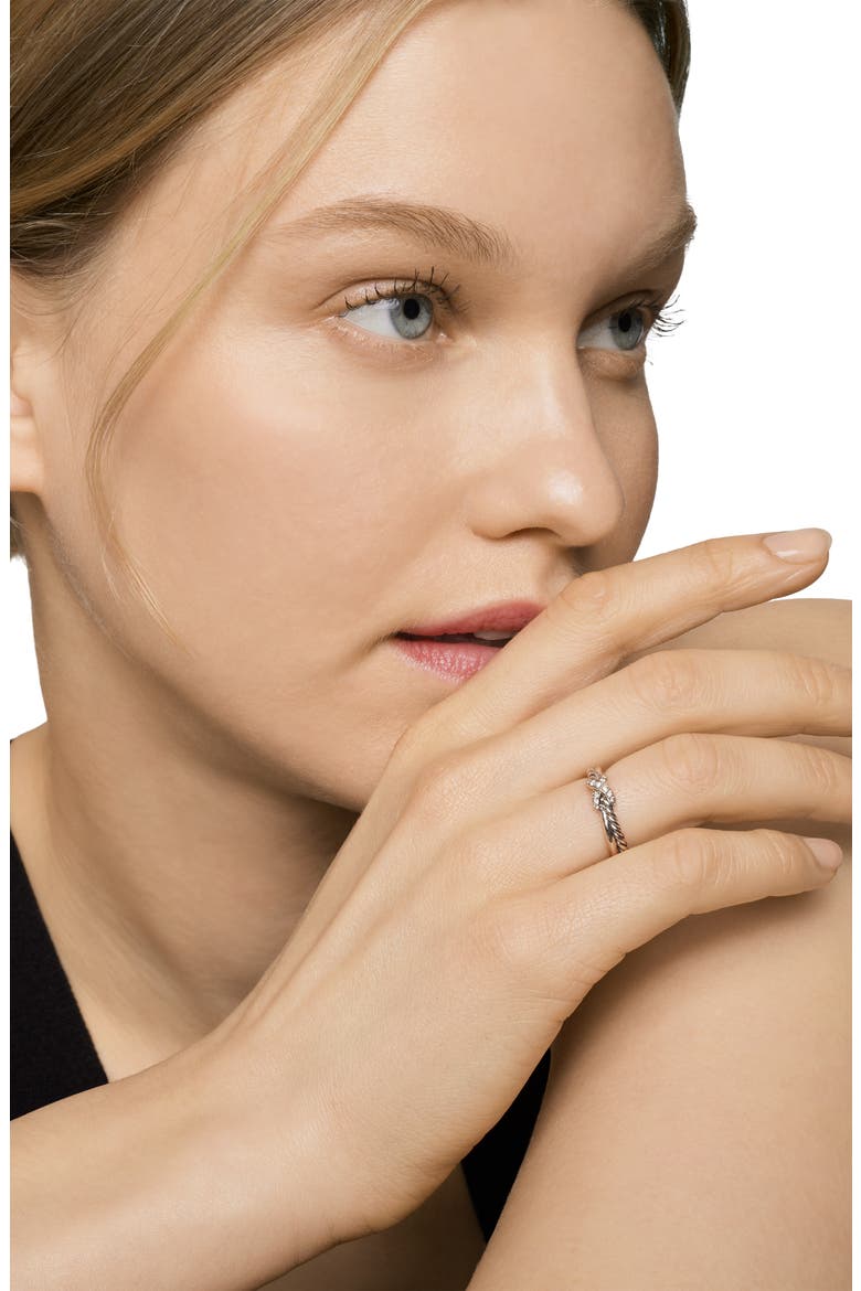 Petite X Diamond Ring, Alternate, color, DIAMOND/ SILVER