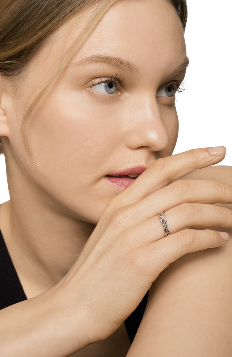 David Yurman Petite X Diamond Ring, Alternate, color, Diamond/ Silver