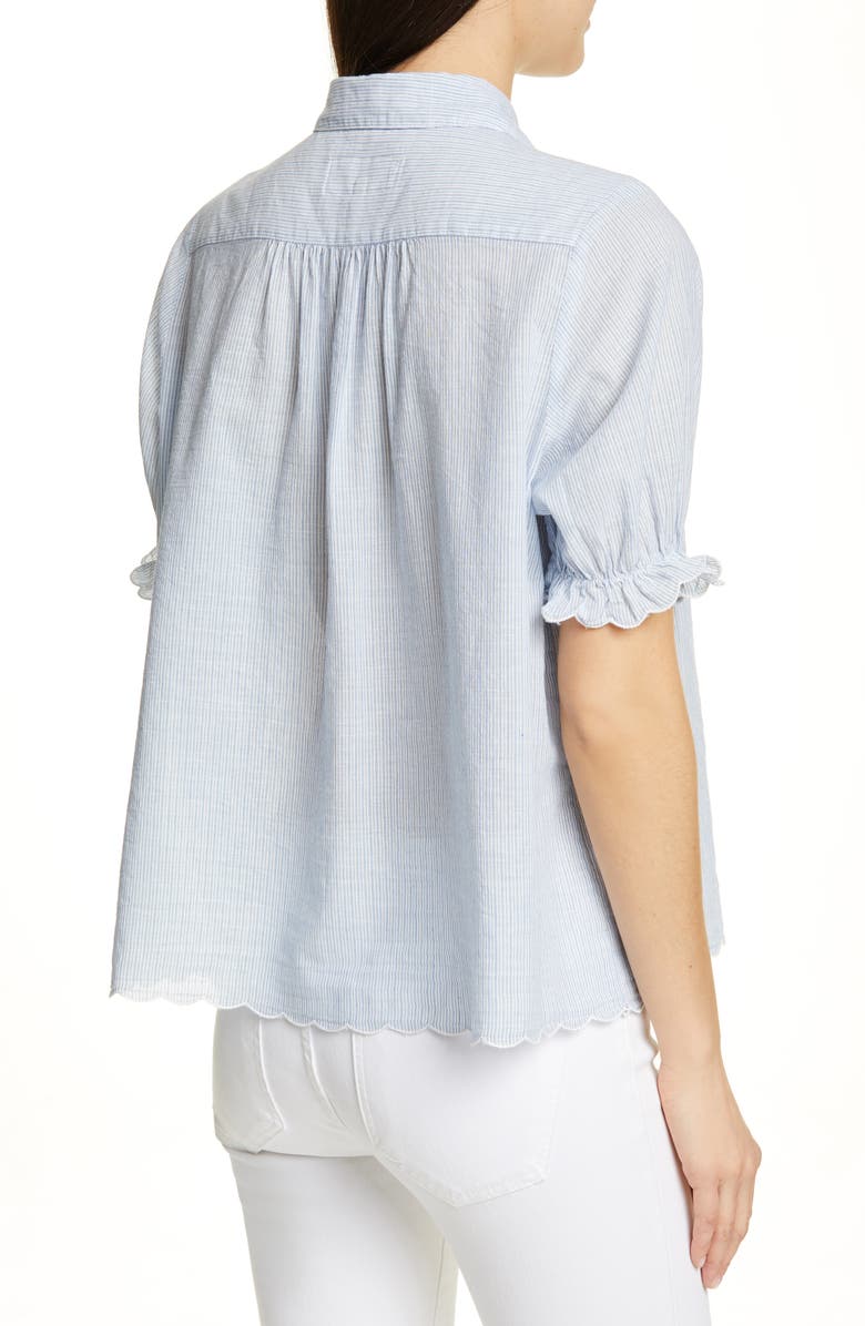 THE GREAT. The Kerchief Embroidered Cotton Top, Alternate, color, 