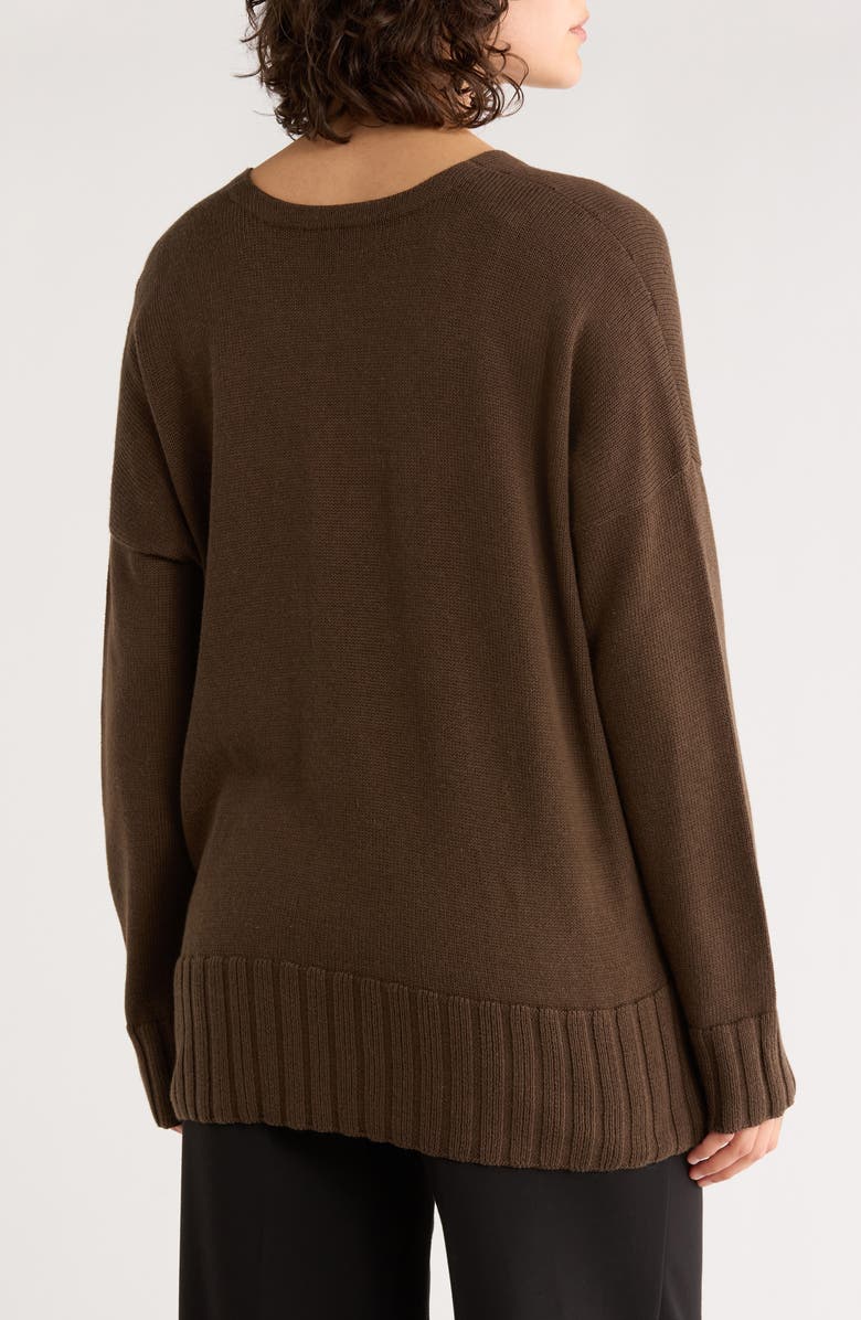 Eileen Fisher V-Neck Organic Cotton Blend Sweater, Alternate, color, Wren