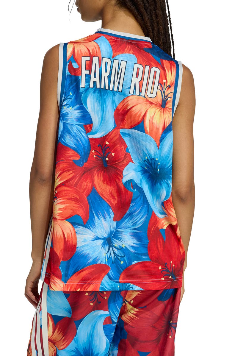 adidas x FARM Rio Jersey Tank, Alternate, color, Light Blue/ Cream/ Marine