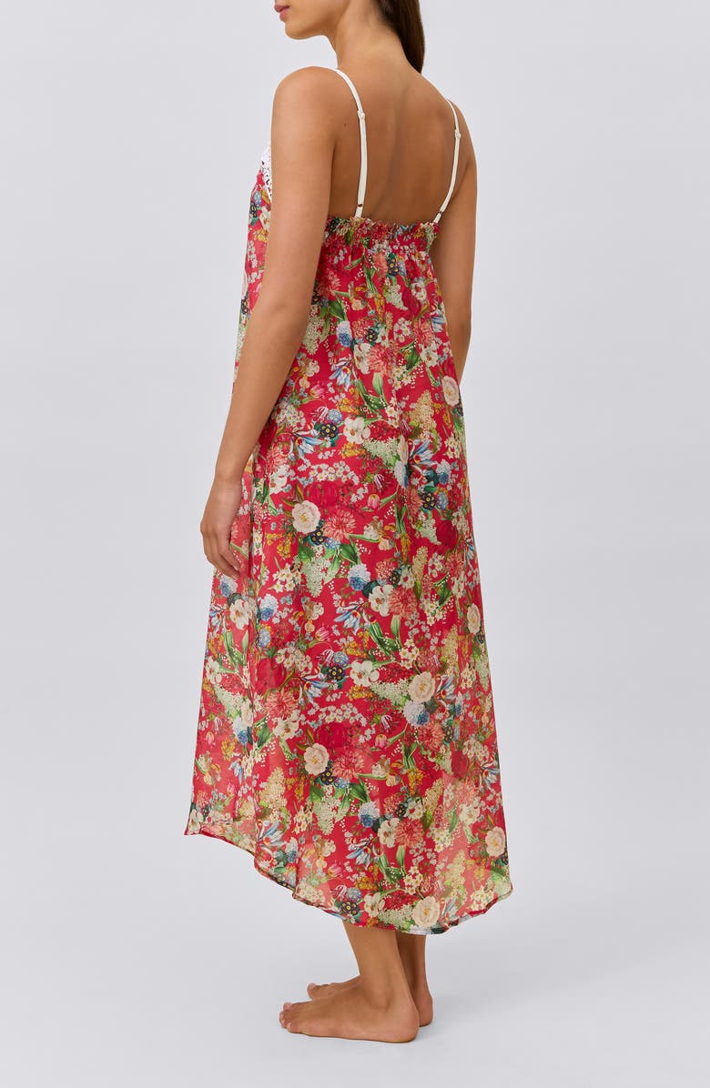 Papinelle Holly Lace Trim Cotton Voile Nightgown, Alternate, color, Geranium