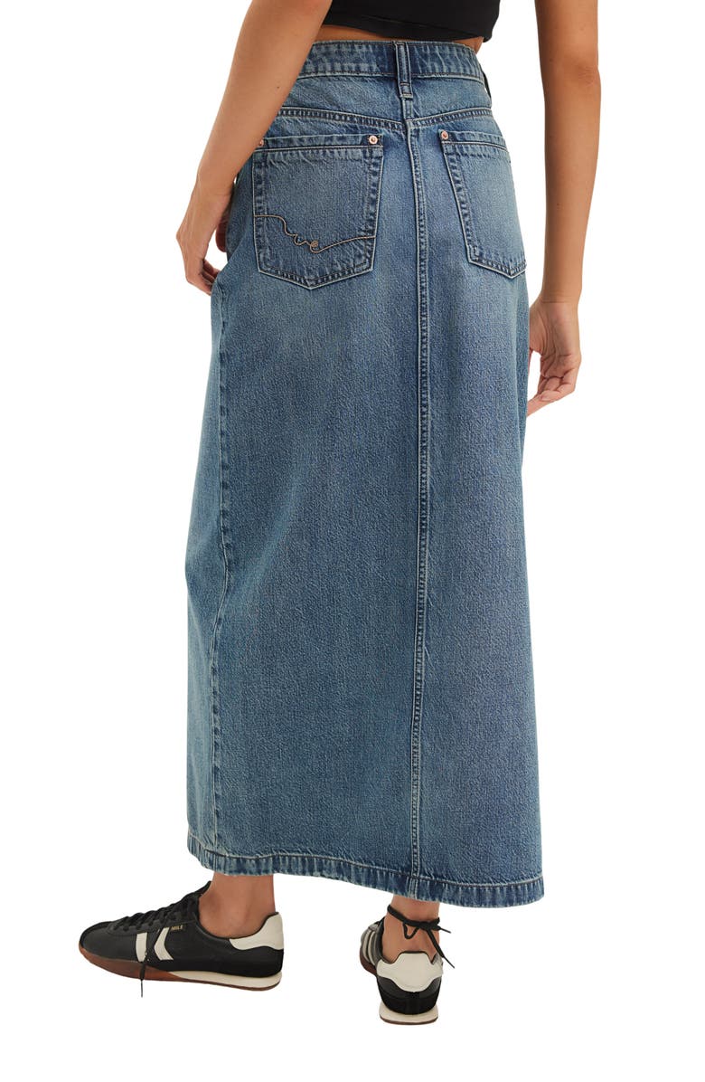 Free People Nothing Better Denim Maxi Skirt, Alternate, color, Little Things